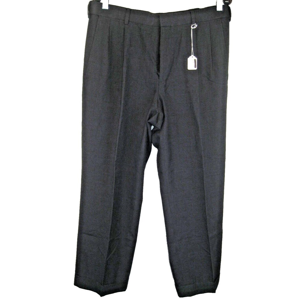 Mens Saddlebred Navy Stretch Waist Pleated Dress Pants sz 34x26